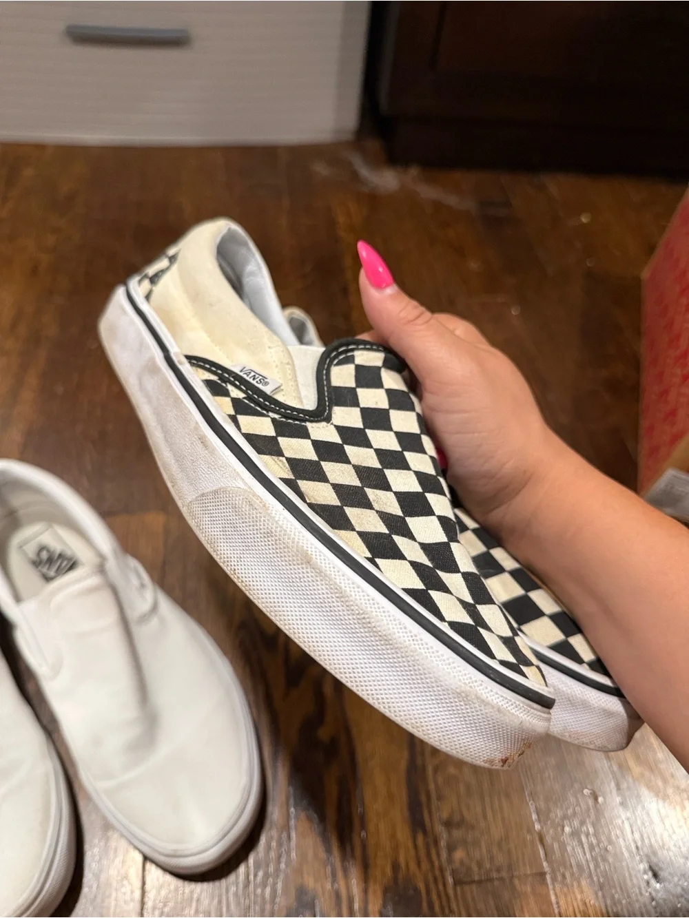 Vans bSlip-On Shoes - Checkerboard & White a